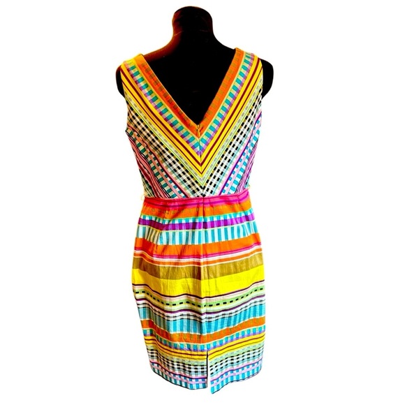 London Times Multicolored Striped Sleeveless Sheath V Neck Dress Womens size 6 - Picture 2 of 15